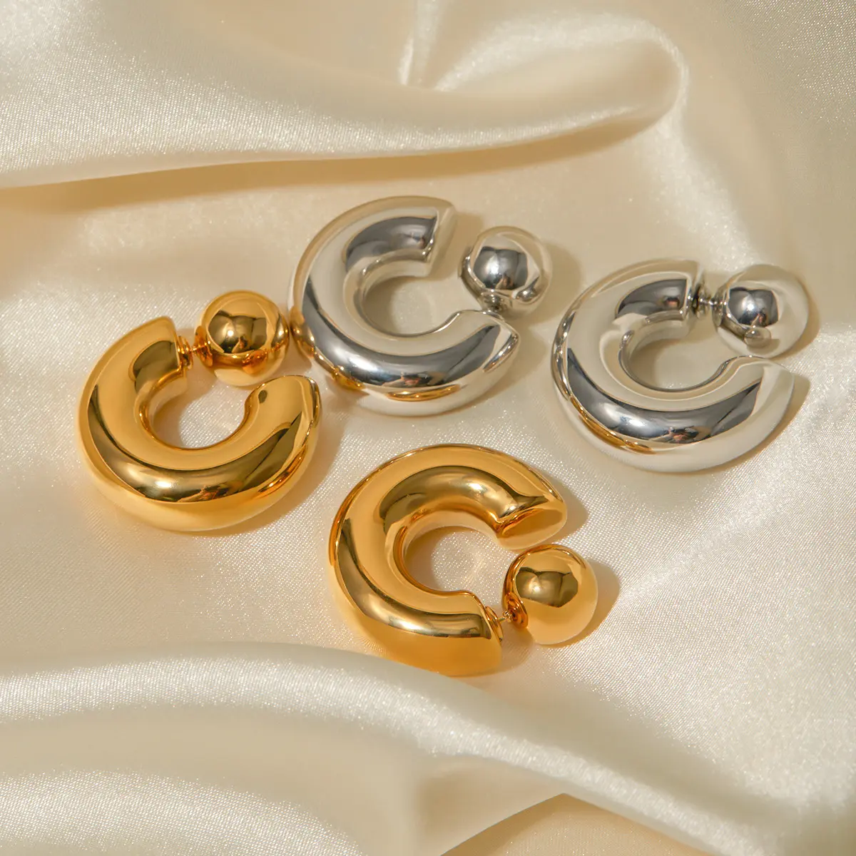 Ball Drop Hoop Earrings