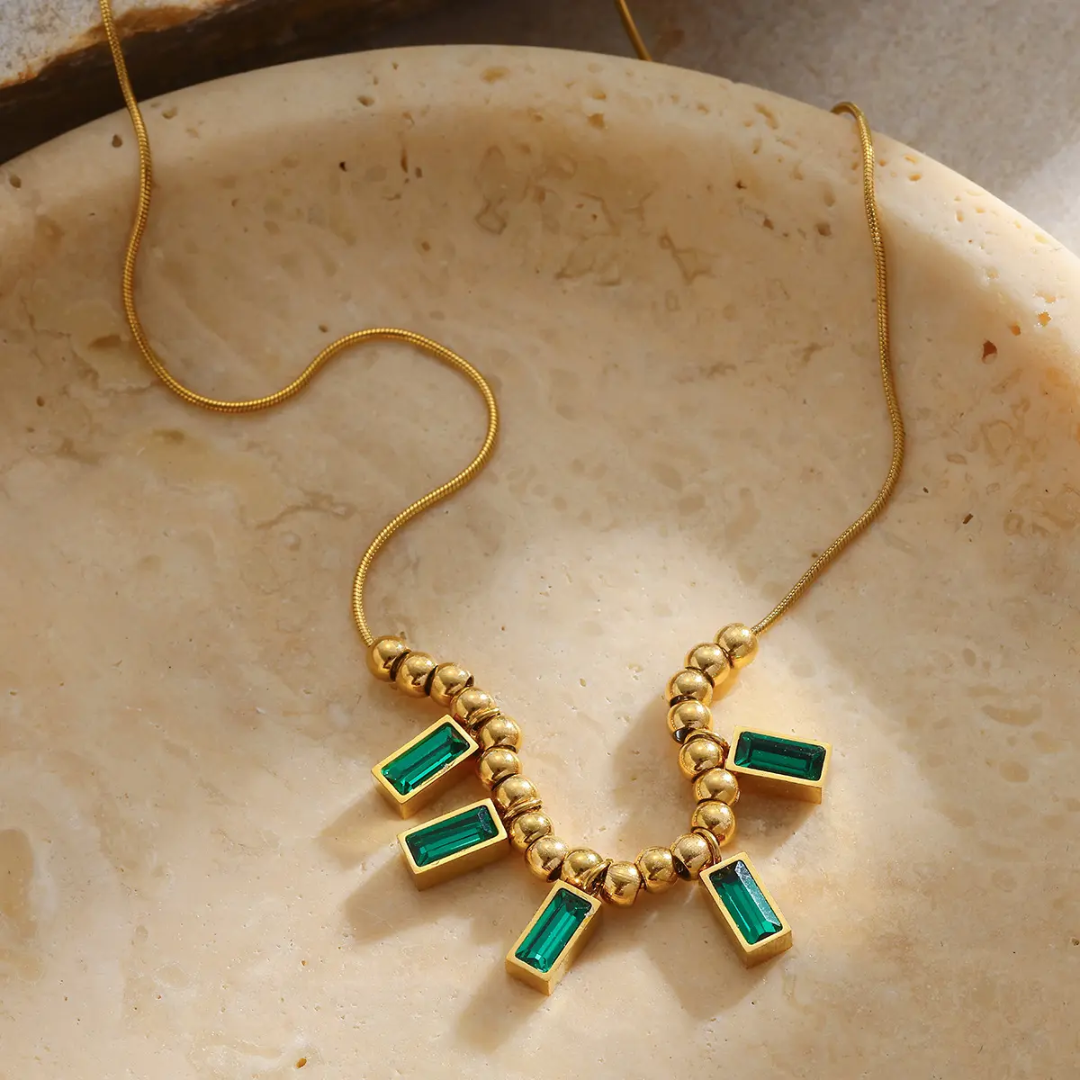 Emerald Cascade Charm Necklace