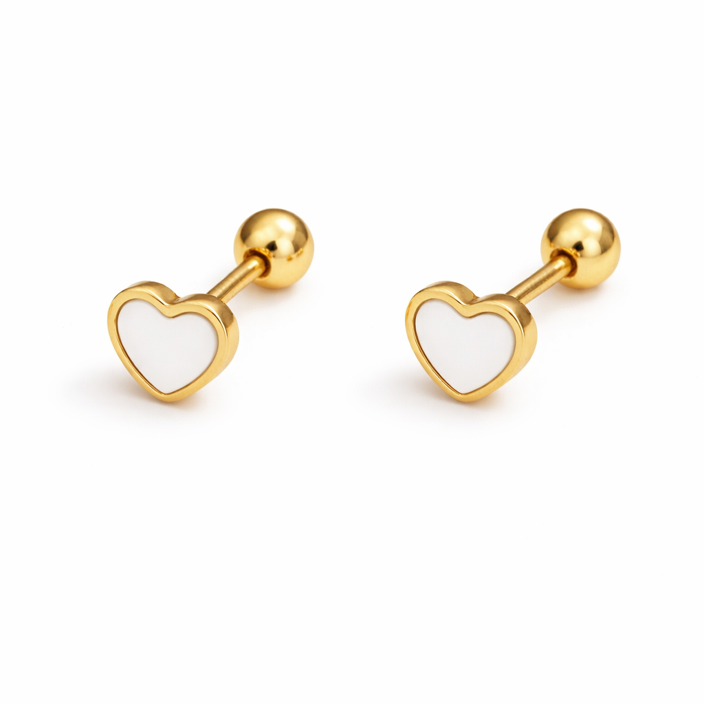 Tisa 18k gold-plated Heart-shaped cartilage earrings on a white background