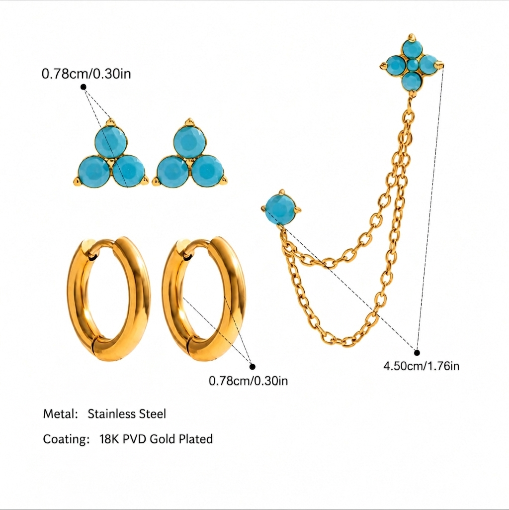 Turquoise Trio Earring Set