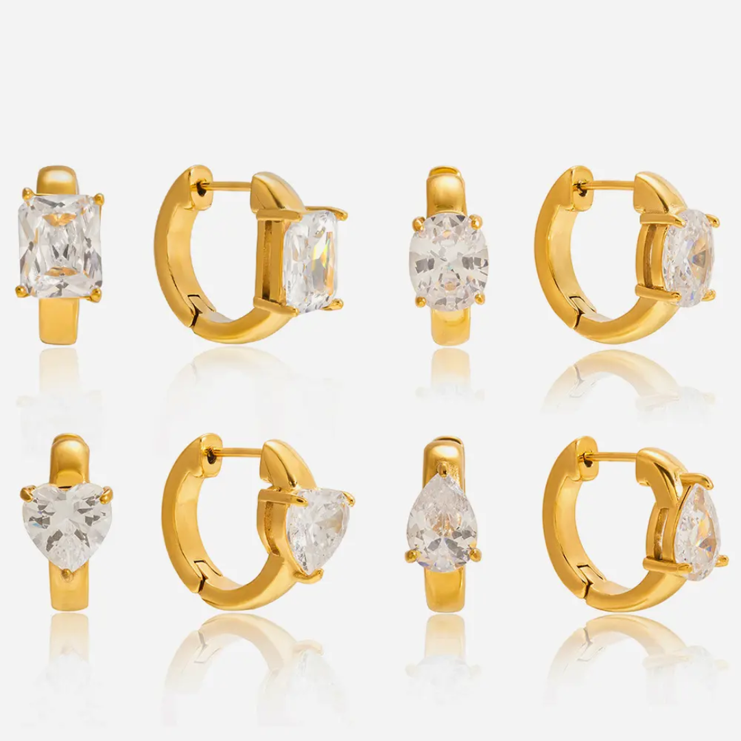 Zircon Solitaire Huggie Earrings
