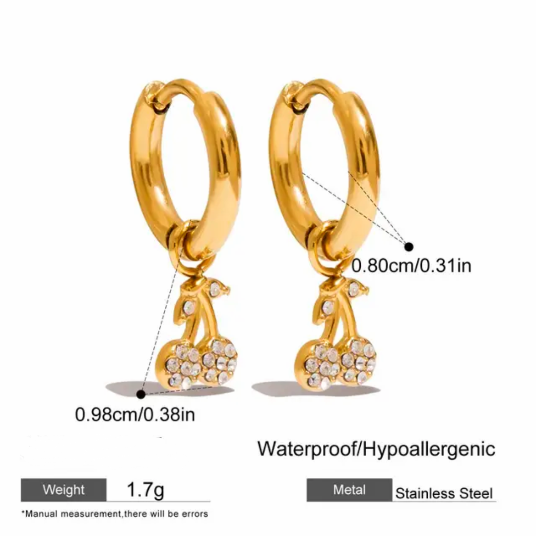 Cherry Charm Hoop Earrings
