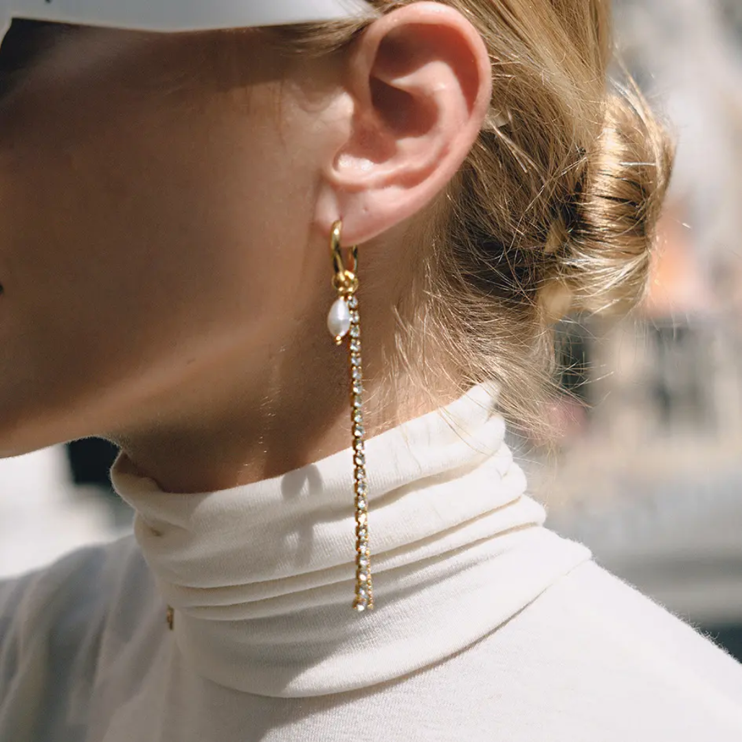 Pearl & Tennis Drop Earrings