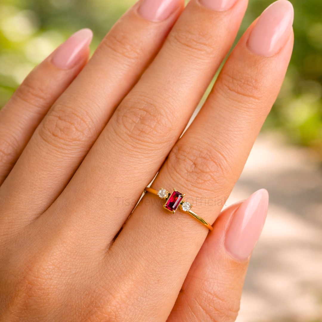 Garnet Bar Ring