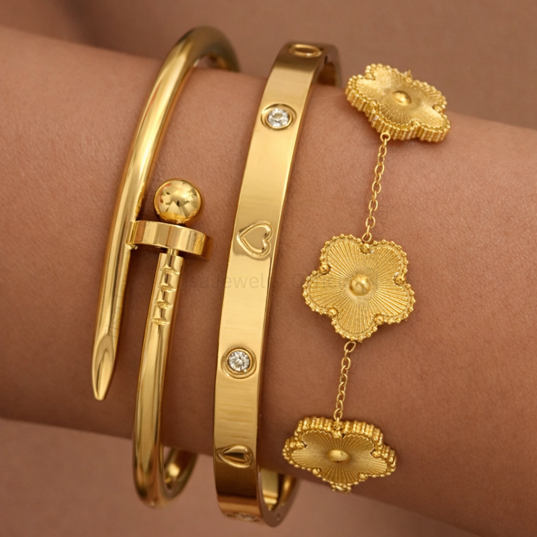 Signature Gold Bracelet Stack (Set of 3)