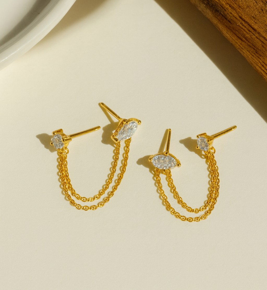 The Twin Link Chain Earrings