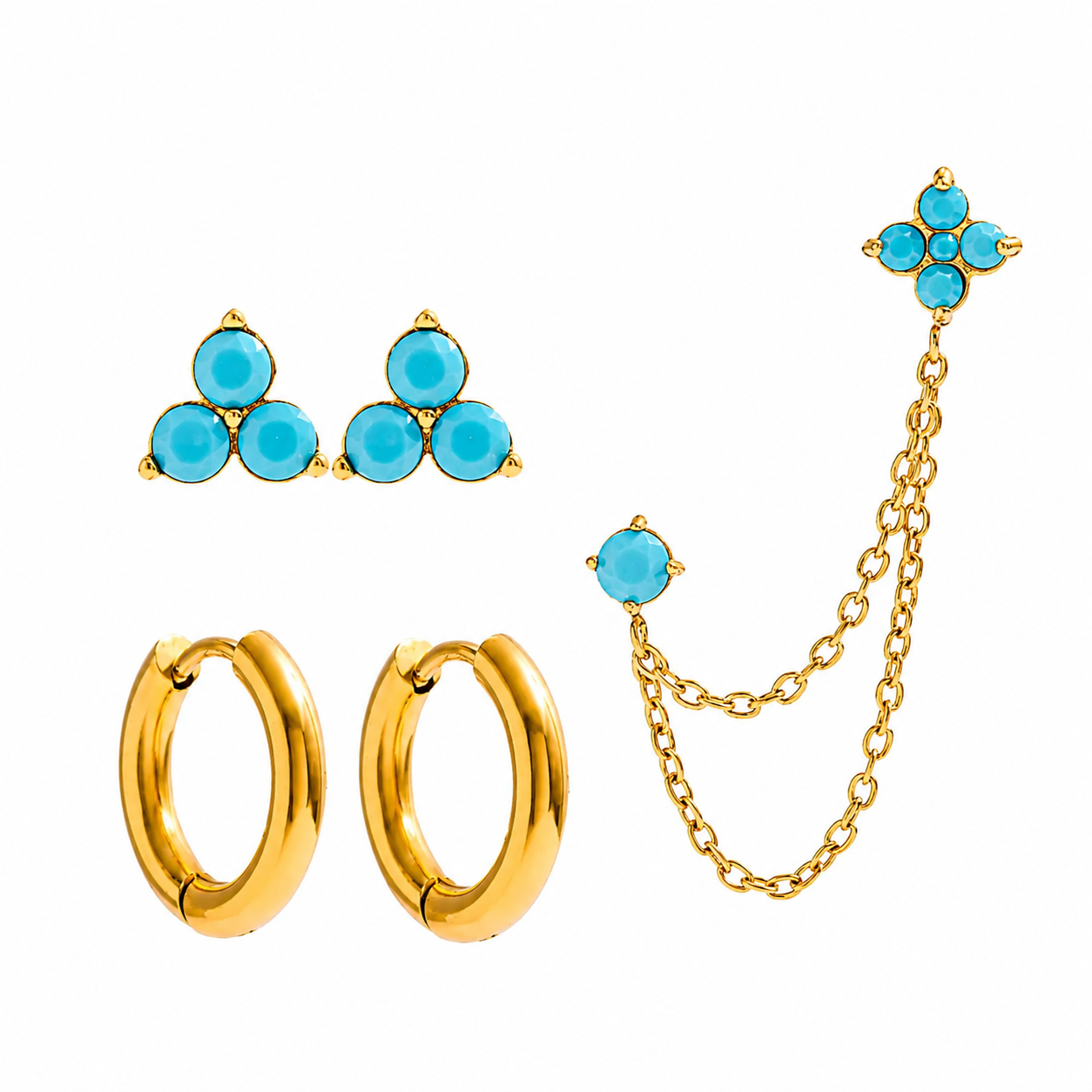 Turquoise Trio Earring Set