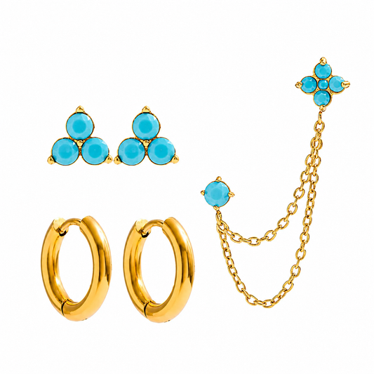 Turquoise Trio Earring Set