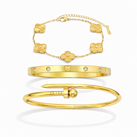 Signature Gold Bracelet Stack (Set of 3)